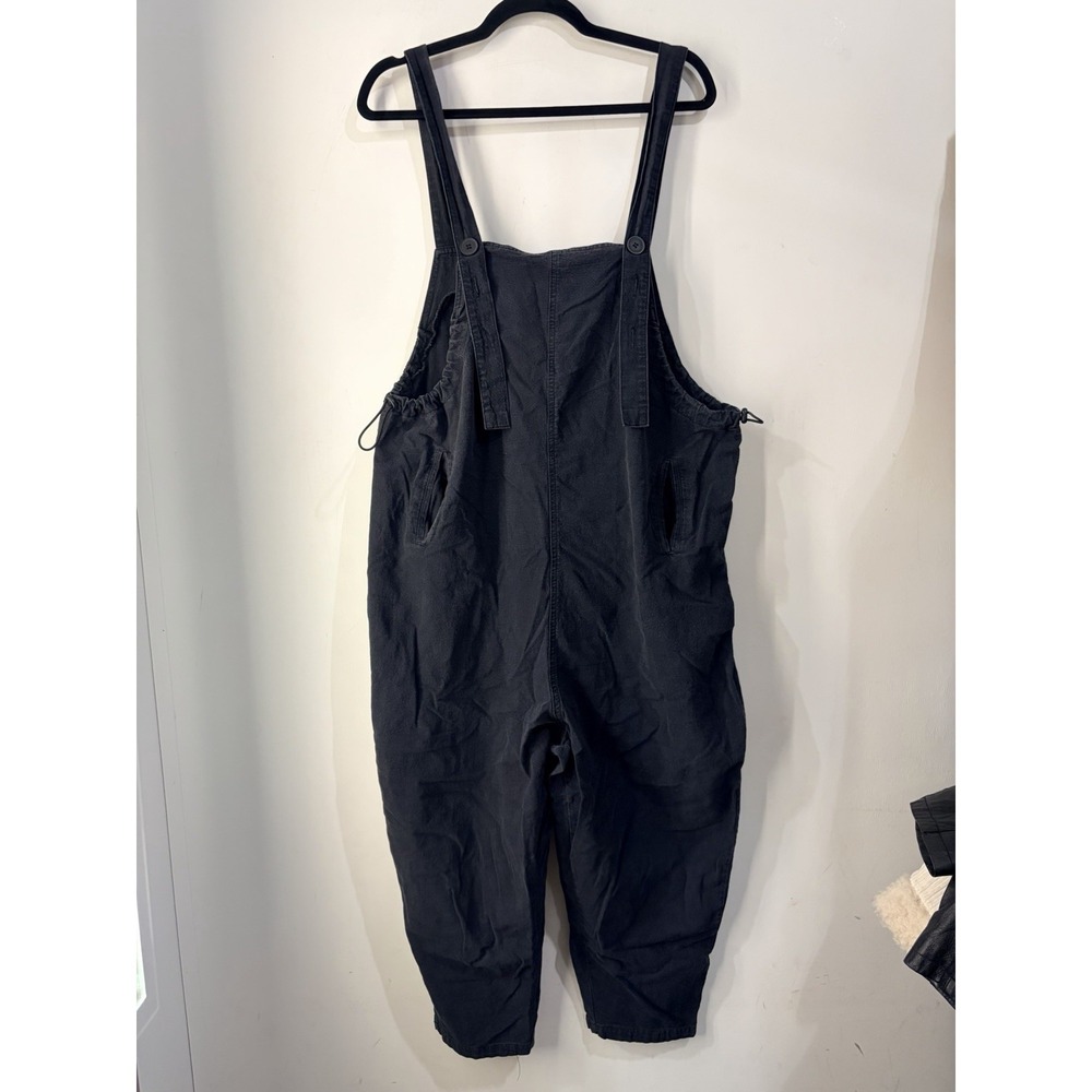 YesNo Black Cotton Utility Overalls Womens Adjustable Barrel Leg Jumpsuit L